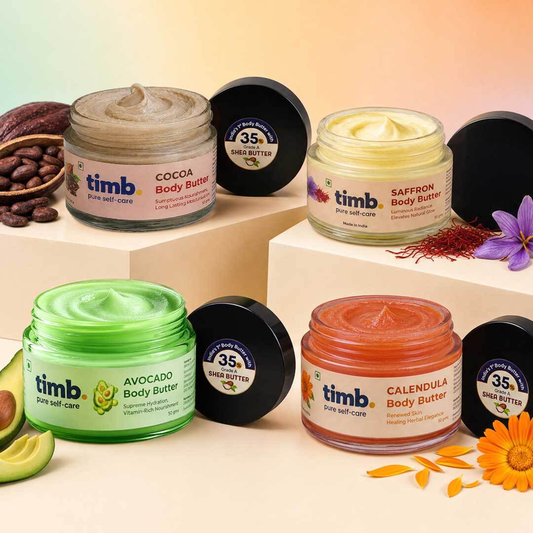 Calendula, Avocado, Cocoa, Saffron Body Butter with Shea | Dry Skin | Men & Women | All Seasons | 50gm Each