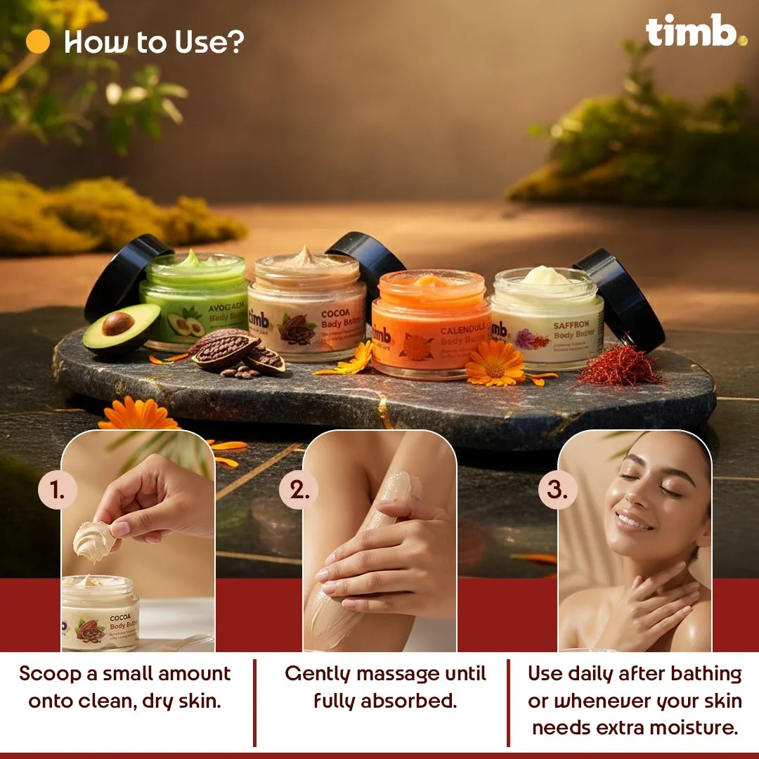 Calendula, Avocado, Cocoa, Saffron Body Butter | Dry Skin | Men & Women | All Seasons | 50gm Each - Image 6