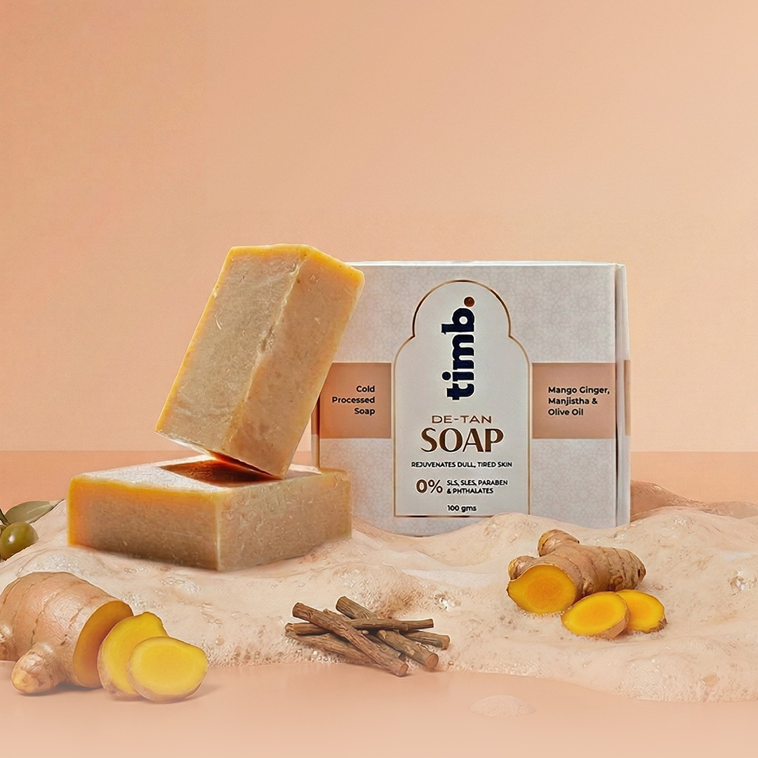 De-tan Bath Soap | Handmade Cold Processed | Brightens Skin & Fades Dark Spots | 100gms (Pack of 2)