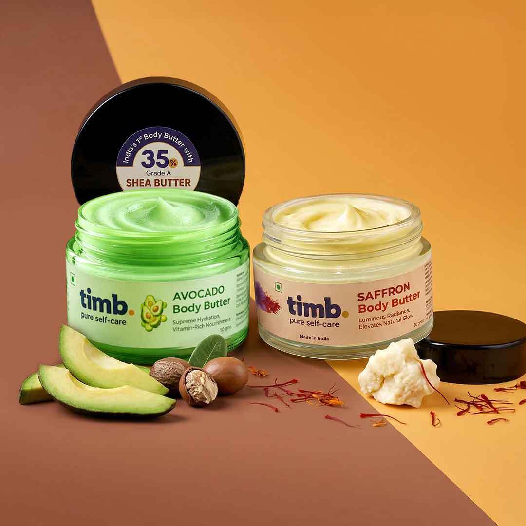 Avocado & Saffron Body Butter with Shea Butter | Dry Skin | Men & Women | All Seasons | 50gm Each